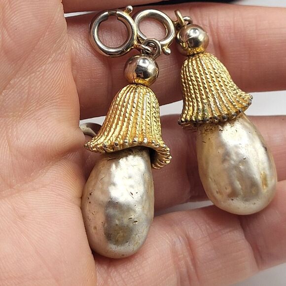 Set of 2 Pearl Tassel Drop Earring/Necklace addition 2in - Picture 4 of 5